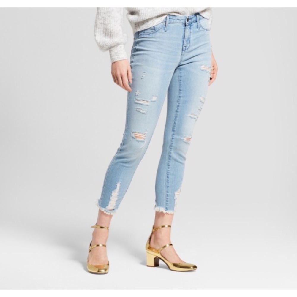 Mossimo Light Blue High-Rise Ripped Denim Jeans